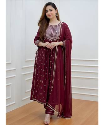 Cotton Anarkali Kurta Set with Pant & Dupatta 1