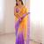Lavender colour fendy satin sequins embroidered saree with unstitched blouse