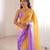 Lavender colour fendy satin sequins embroidered saree with unstitched blouse