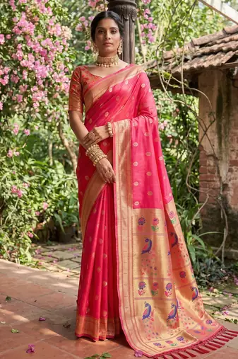 Light pink color soft silk blend saree with running blouse