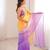 Lavender colour fendy satin sequins embroidered saree with unstitched blouse