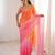 Pink colour fendy satin sequins embroidered saree with unstitched blouse
