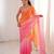 Pink colour fendy satin sequins embroidered saree with unstitched blouse
