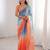 Sky blue colour fendy satin sequins embroidered saree with unstitched blouse