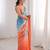 Sky blue colour fendy satin sequins embroidered saree with unstitched blouse
