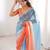 Sky blue colour fendy satin sequins embroidered saree with unstitched blouse