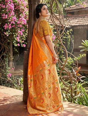 Yellow colour soft silk blend saree with running blouse 2