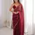 Maroon colour fendy satin sequins embroidered saree with unstitched blouse