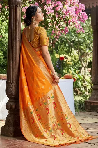 Yellow colour soft silk blend saree with running blouse