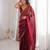 Maroon colour fendy satin sequins embroidered saree with unstitched blouse
