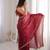 Maroon colour fendy satin sequins embroidered saree with unstitched blouse