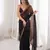 Black colour fendy satin sequins embroidered saree with unstitched blouse