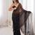 Black colour fendy satin sequins embroidered saree with unstitched blouse
