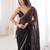 Black colour fendy satin sequins embroidered saree with unstitched blouse