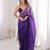Purple colour fendy satin sequins embroidered saree with unstitched blouse