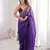 Purple colour fendy satin sequins embroidered saree with unstitched blouse