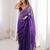 Purple colour fendy satin sequins embroidered saree with unstitched blouse