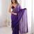 Purple colour fendy satin sequins embroidered saree with unstitched blouse