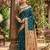 Teal colour soft silk blend saree with running blouse