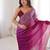 Wine colour fendy satin sequins embroidered saree with unstitched blouse