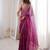 Wine colour fendy satin sequins embroidered saree with unstitched blouse