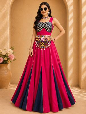 RANI PINK COLOUR Rayon Cotton Navratri Lehenga Choli 1