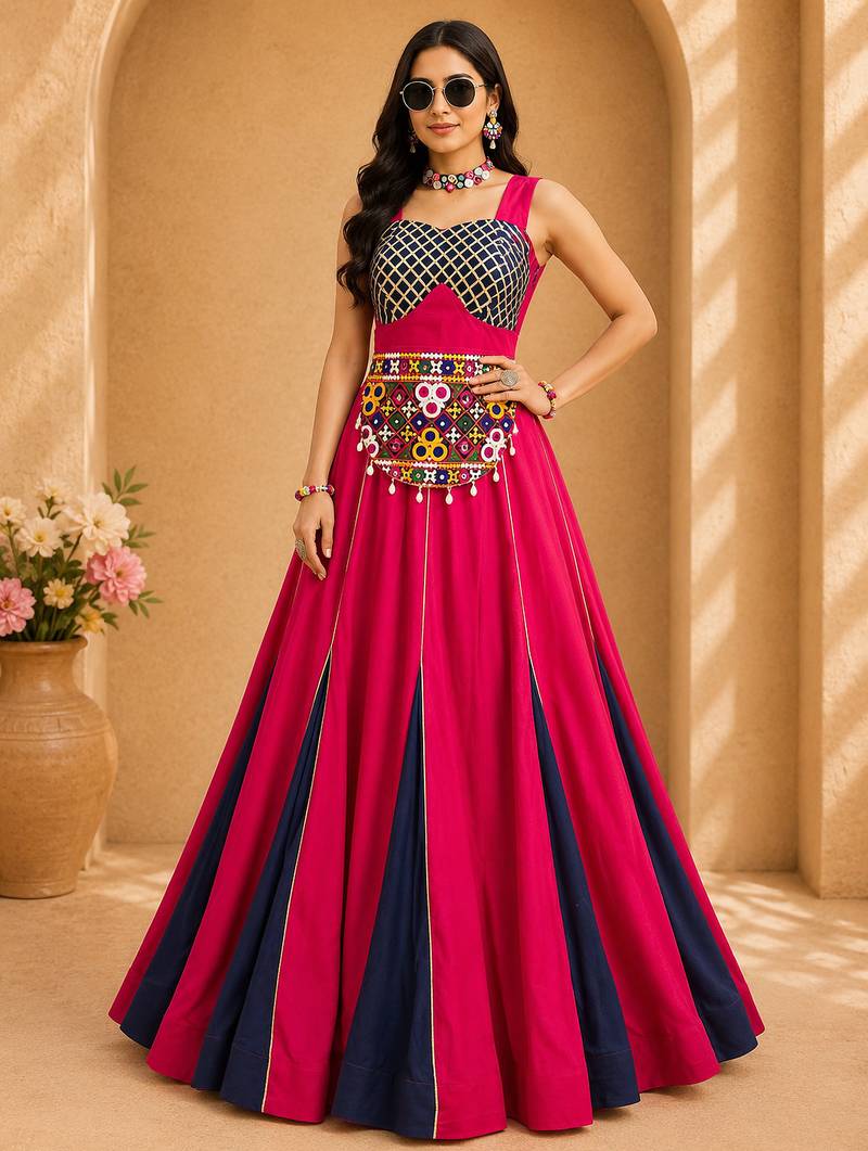 RANI PINK COLOUR Rayon Cotton Navratri Lehenga Choli