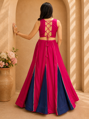 RANI PINK COLOUR Rayon Cotton Navratri Lehenga Choli 2