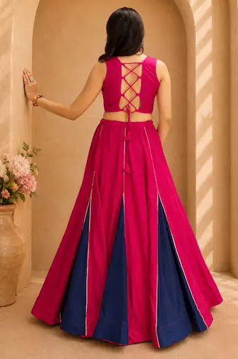 RANI PINK COLOUR Rayon Cotton Navratri Lehenga Choli