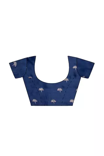 Navy blue embroideres organza silk saree