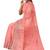 Peach pink embroidered organza silk designer saree