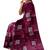 Wine purple printed & embroidered organza silk designer saree