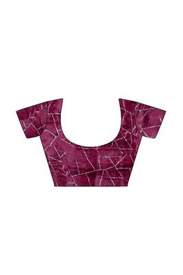 Wine purple printed & embroidered organza silk designer saree 5
