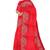 Bright red embroidered organza silk designer saree