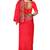 Bright red embroidered organza silk designer saree
