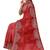 Brick red embroidered organza silk designer saree