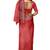 Brick red embroidered organza silk designer saree
