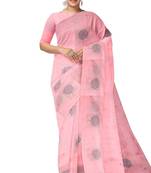 Baby pink tree motif organza silk designer saree