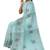 Mint blue tree motif organza silk designer saree