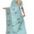 Mint blue tree motif organza silk designer saree