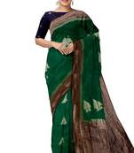 Emerald green zari woven designer saree