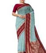 Sky blue zari woven designer saree