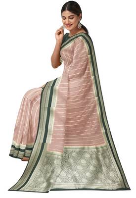 Dusty pink zari woven designer saree 2