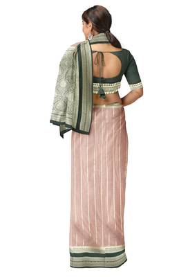 Dusty pink zari woven designer saree 4