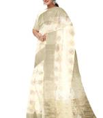 Cream oof white zari woven designer saree