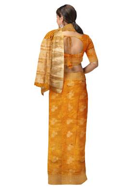 Mustard yellow zari woven designer saree 3