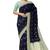 Navy blue & mint green zari designer saree
