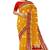 Mustard yellow & red zari woven designer saree
