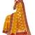 Mustard yellow & red zari woven designer saree