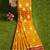 Mustard yellow & red zari woven designer saree